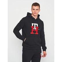 Tommy Hilfiger Erkek Kapşonlu Sweatshirt Siyah