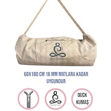 Mat Taşıma Çantası Yoga Fitness Silindir Antrenman Çantası + 2 Adet Mat Toplama Lastiği Ekru