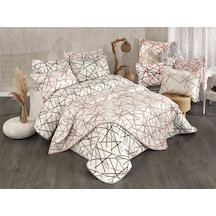 Zen Kabartma Panç Nakış Yatak Örtüsü Çift Kişilik Krem