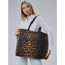 Çınar Bez Çanta Geçişli Leopar Desen Büyük Boy Çanta - Standart