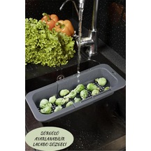 Ayarlanabilir Sürgüü Lavabo Süzgeci, Meyve Sebze Yıkama Ve Kurutmalık / Gri Plastik Diğer
