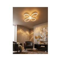 Yüksek Aydınlatmalı Yonca Model Beyaz Rengi Tavana Yapışık Plofonyer Modern 3 Renk Led