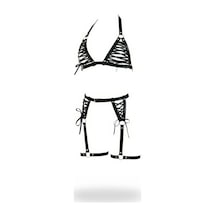 İkikareshop Siyah Harness Takım Çapraz Bağlamalı Suni Deri - Brf1389 Çok Renkli