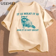 Flood Of Style Bu Ne Ve Harika Değil T Shirt Erkekler Komik Rakun Meme T-shirt Boy Çöp Panda Merch T-shirt G Haki