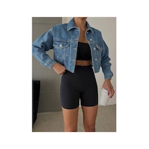 Zdnjeans Kadın Açık Mavi Denim Crop Kot Ceket