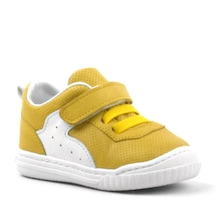 Rakerplus Hakiki Deri Sarı Cırtlı Lastikli Bebek Sneaker