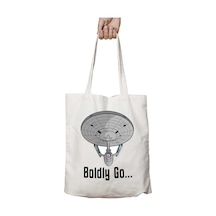 Art Hediye Star Trek Enterprise Boldly Go İki Tarafı Kalıcı Baskılı Yıkanabilir Çanta Çok Renkli