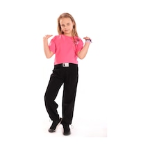 Toontoy Kids Toontoy Kız Çocuk Yazı Baskılı Eşofman Takım Fuşya