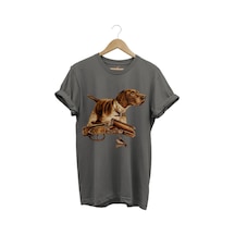 Hunter Avcılık Temalı Fişek Labrador Retriever Setter Pointer Baskılı %100 Pamuk Regular Fit T-shirt Antrasit