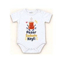Babylimon Pazar Sabahı Keyfi Beyaz Kısa Kollu Çıtçıtlı Bebek Zıbını Beyaz - Pazar Sabahı Keyfi - 928161930 Beyaz - Pazar Sabahı Keyfi
