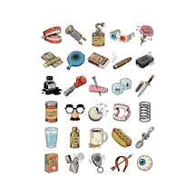 30 Adet Retro Şaka Eşyaları Sticker Seti - Laptop, Defter, Telefon Çok Renkli