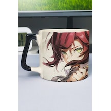 Heizou Genshin İmpact Baskılı Seramik Lüks Kupa 1 Adet Özel Siyah Kulp Dalga Kulp V4d Çok Renkli