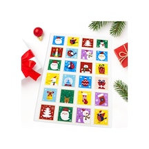 Lexroo 24 Adet Kare Yılbaşı Etiketi 4x4 Cm Noel Sticker Seti 6 x 6 CM