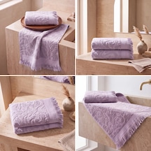 Botti Home %100 Pamuk Jakarlı 2 Li El Ve Yüz Havlusu Seti 50 X 90 Cm Çeyizlik Saçaklı Havlu Lila