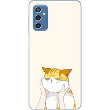 Samsung Galaxy M52 Uyumlu Sarı Kedi Yanakları Baskılı Silikon Kılıf Renkli