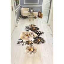 Modern Desenli Lazer Kesim Dijital Baskı Kaymaz Taban Halı H0435 Renkli