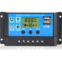 Moveevo 30a 12v/24v Otomatik Tanıma Pwm Güneş Şarj Kontrolörü, Lcd Ekran, Çift Usb Port, Optik Gecikme Modu, Ayarları Ayarlanabilir - Tjk Yjss-30a