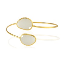Kadir Jewellery 22 Ayar Altın Kaplama Zirkon Taşlı Ayarlanabilir Trend Bilezik Beyaz