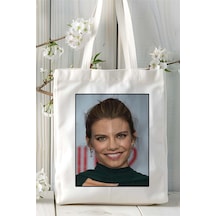 Art Hediye Lauren Cohan Baskılı Bez Çanta Omuz Çantası Kişiye Özel Desen 3 Çok Renkli