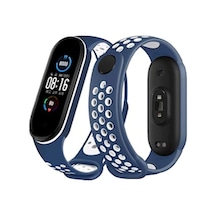 Mi Band 7 Spor Delikli Kordon - Lacivert-beyaz