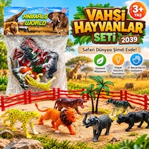 Oyuncak Vahşi Hayvanlar Seti Safari Hayvan Figürleri Çit Ve Ağaç Aksesuarları