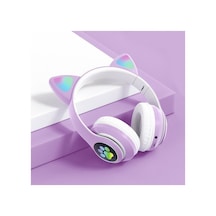 Kart Girişli Fm Radyolu Led Işıklı Kablosuz Ve Kablolu Bluetooth Kedi Kulaklık 5.0v