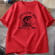 Flood Of Style Fishers Of Men T Shirt Men Retro Christian T-shirt Cotton Men's Bible Tshirt Christian Dad Fi Kırmızı