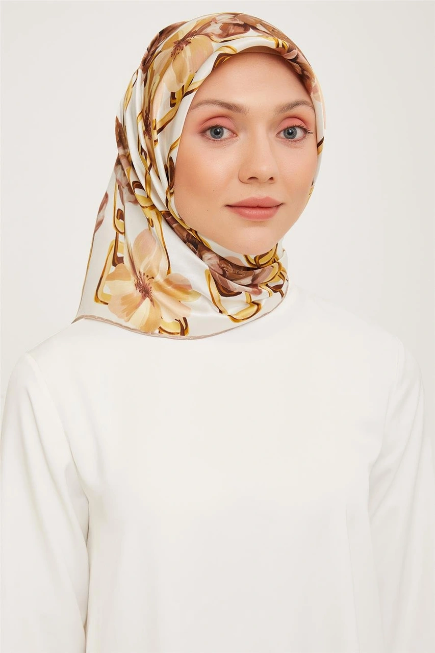 Armine Twill İpek Eşarp 23ka9034 2 37 Açık Kahve