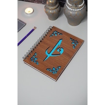 Elif Vav Ahşap Defter - Ajanda - Günlük - Çizgisiz Defter Ahşap Rengi Ceviz