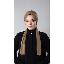 Hürrem Bone Taba Pratik Hazır Geçmeli Tesettür Bone Sandy Kumaş Atkılı 2204 33 Taba
