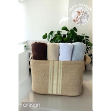 4'lü Düz El Havlusu - 50x90 Cm, 225 Gr, %100 Pamuk, Spa Ve Otel Havlusu, Günlük Kullanıma Uygun Çok Renkli