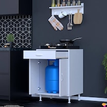 Modilayn Doqu M Set Ocak Altı Dolap 65x88x48 Cm, Çekmeceli,kapaklı, Tüp Bölmeli Ve Baharat Raflı Beyaz