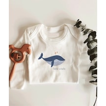 İmaj Tuğbababy Baby Whale Kol Çıtçıtlı Organik Bebek Body Beyaz