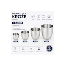 Paslanmaz Çelik Kroze - Crucible - 4 Ölçü Set