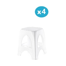 Omnipazar Sy-4667 Plastik Hasır Tabure Küçük Boy 4'lü Set Beyaz