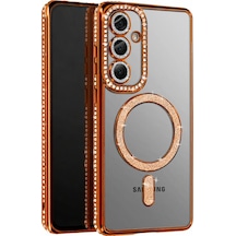 Samsung Galaxy S26 Plus İçin Uyumlu Parlak Taşlı Kamera Korumalı Magsafe Kılıf