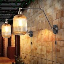 Mylights Tek Fiyatıdır Retro Üç Mafsalı Bal Camlı Rustik Vintage Kablolu Aplik Siyah