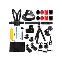 27 Parça Aksiyon Kamera Aksesuar Seti Gopro İle Uyumlu, Djı İle Uyumlu, Spor Montaj Kiti Vlog Seyahat Çekim Aparatları Ks-1