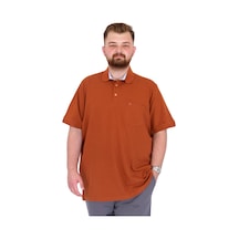 Mode Xl Büyük Beden Erkek T-shirt Polo Yaka Cepli Klasik Pike 20552 Tarçın Kahverengi