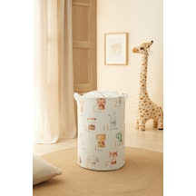 Ocean Home Textile Çocuk Odası Ağzı Büzgülü Sevimli Hayvanlar Oyuncak Sepeti 36 x 48 cm