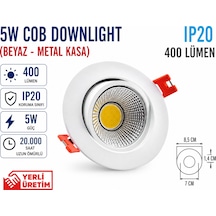 Lampist 5w Metal, Beyaz Kasa Cob Downlıght 4000k Krom