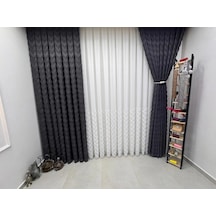 Nivemeshome Ritim 3-0009 Antrasit 1/3 Pileli Fon Perde 80x260