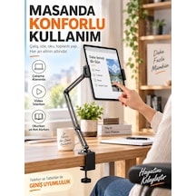 Tr 360 Döner Başlıklı Katlanabilir Ayarlanabilir Masa Kenarı Bağlantılı Metal Kollu Telefon Ve Tablet Tutucu S Genel