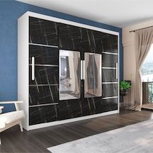 Sürgülü Gardırop Dört Kapaklı Aynalı 400/230 Parlak Beyaz Sonata Rengi