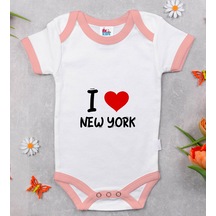 Bk Gift Bk Kids I Love New York Tasarımlı Pembe Bebek Body Zıbın - Model 1 3-6 Ay Sarı