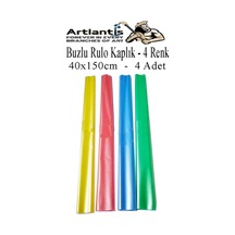 Buzlu Rulo Şeffaf Renkli Kaplık 4 Adet 40x150 Cm Defter Kitap Kaplığı Okul Öğrenci Rulo Kaplık