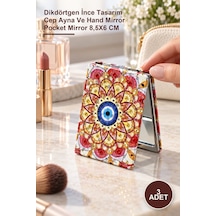 3 Adet Taşlı El Aynası Dikdörtgen İnce Tasarım Cep Ayna Ve Hand Mirror Pocket Mirror 8,5x6 Cm