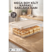 Mega Boy 7,5lt. Decobox Çok Amaçlı Saklama Kabı - Piknik Taşıma Seti - 7,5lt. Krem