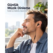 Örgü Kablo Detaylı Siyah Mikrofonlu Kulaklık 001