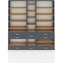 Arges Dolap 19 Raflı 8 Çekmeceli 220x30x243 Antrasit-çam/antrasit Atlas Çam/antrasıt